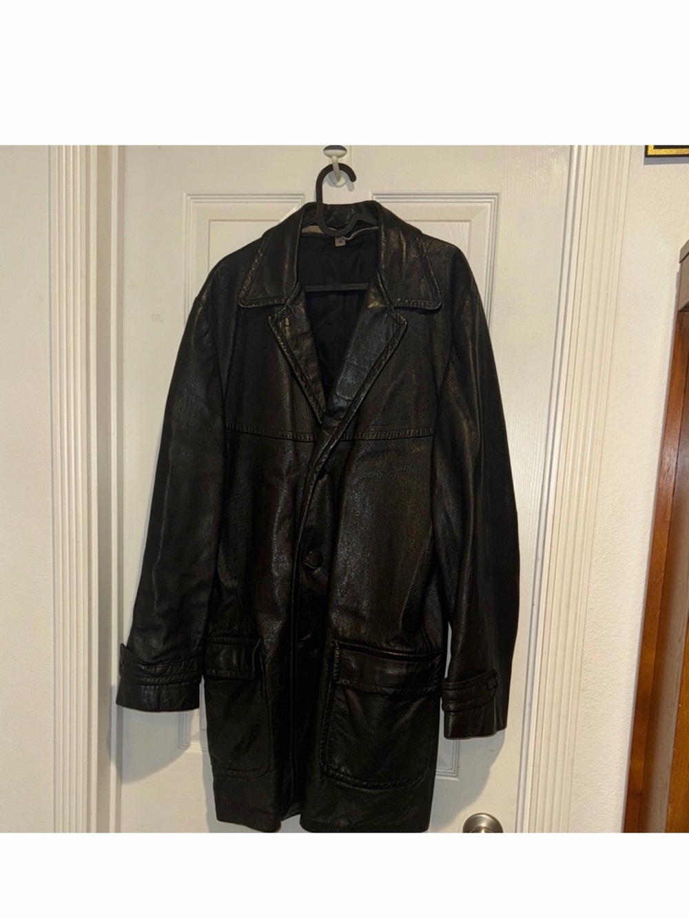 H&M Black Leather Trench Coat